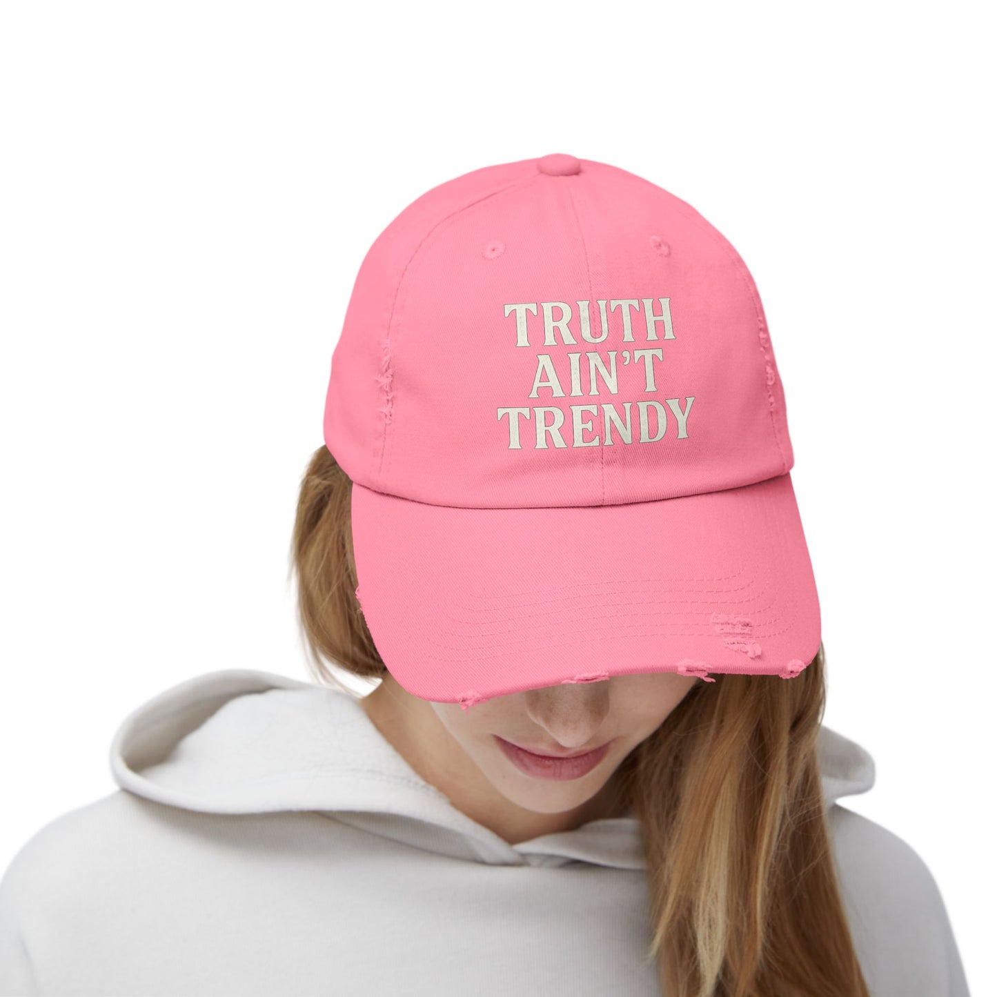 Truth Ain’t Trendy Distressed Ball Cap – Unisex Vintage Washed Adjustable Dad Hat-Gift