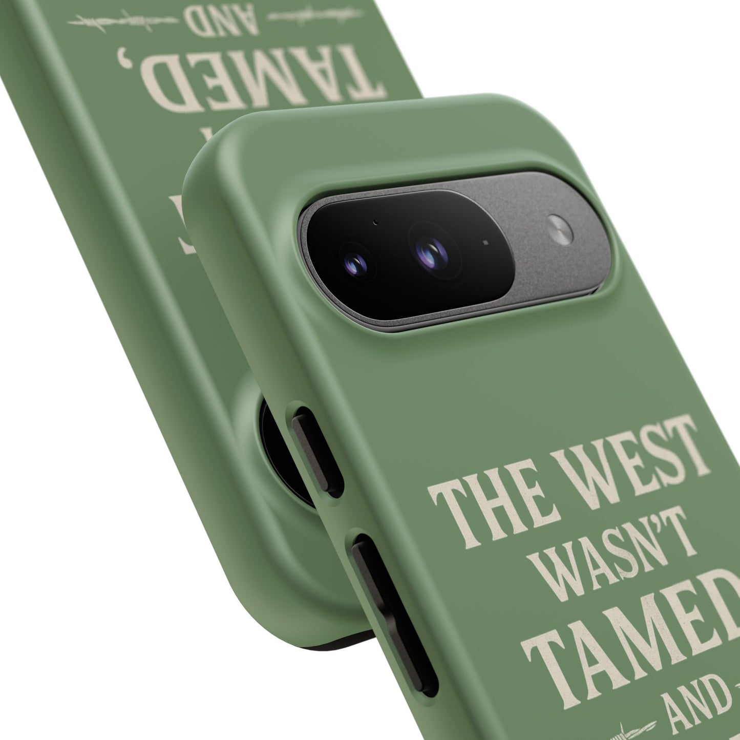 The West Wasn’t Tamed Dual Layer Phone Case – Western Cowboy Tough Protective Cover for iPhone, Samsung Galaxy & Google Pixel