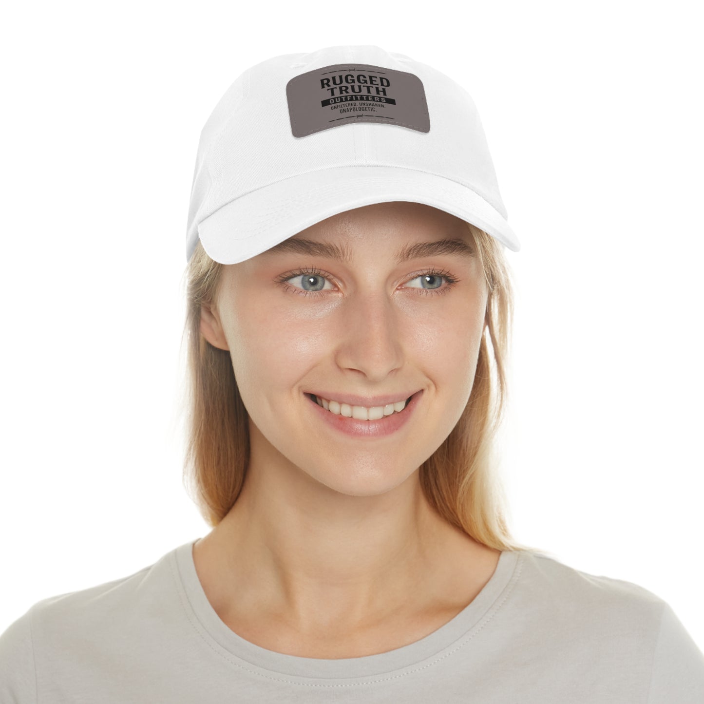 Rugged Truth Outfitters Logo Leather Patch Dad Hat – Adjustable Baseball Cap for Men & Women