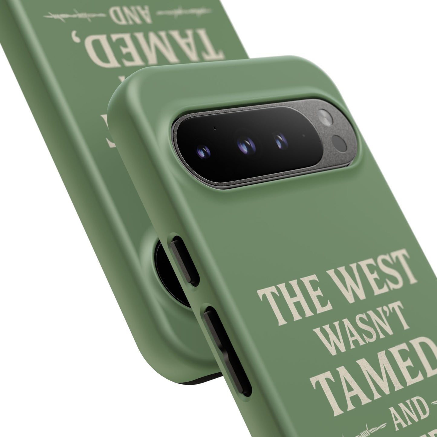The West Wasn’t Tamed Dual Layer Phone Case – Western Cowboy Tough Protective Cover for iPhone, Samsung Galaxy & Google Pixel