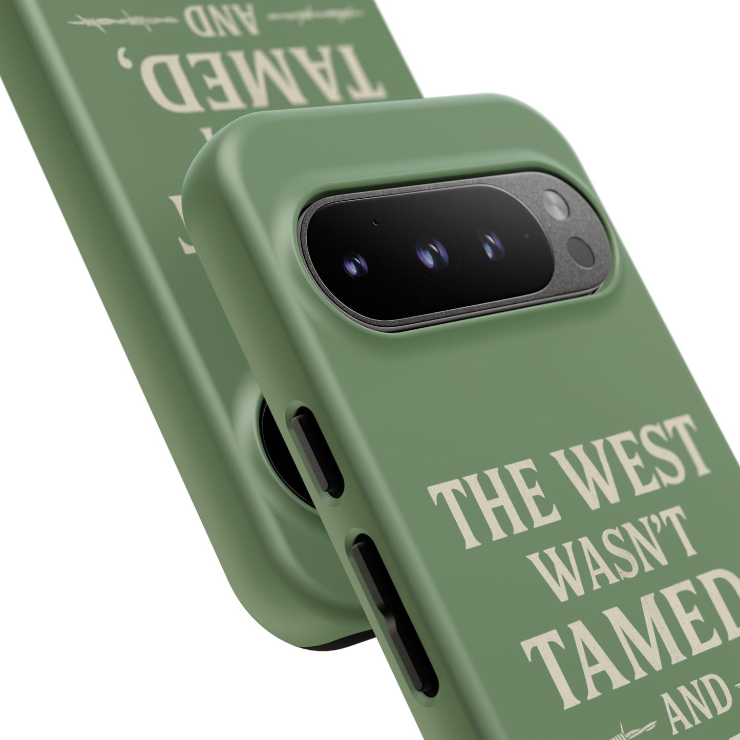 The West Wasn’t Tamed Dual Layer Phone Case – Western Cowboy Tough Protective Cover for iPhone, Samsung Galaxy & Google Pixel