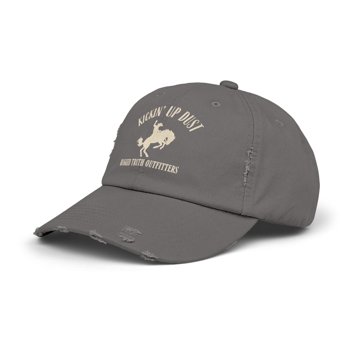 Kickin' Up Dust Bronc Rider  Distressed Cap | Unisex Outdoor Hat for Adventure Lovers, Perfect Gift for Horse Enthusiasts, Casual Style, Western
