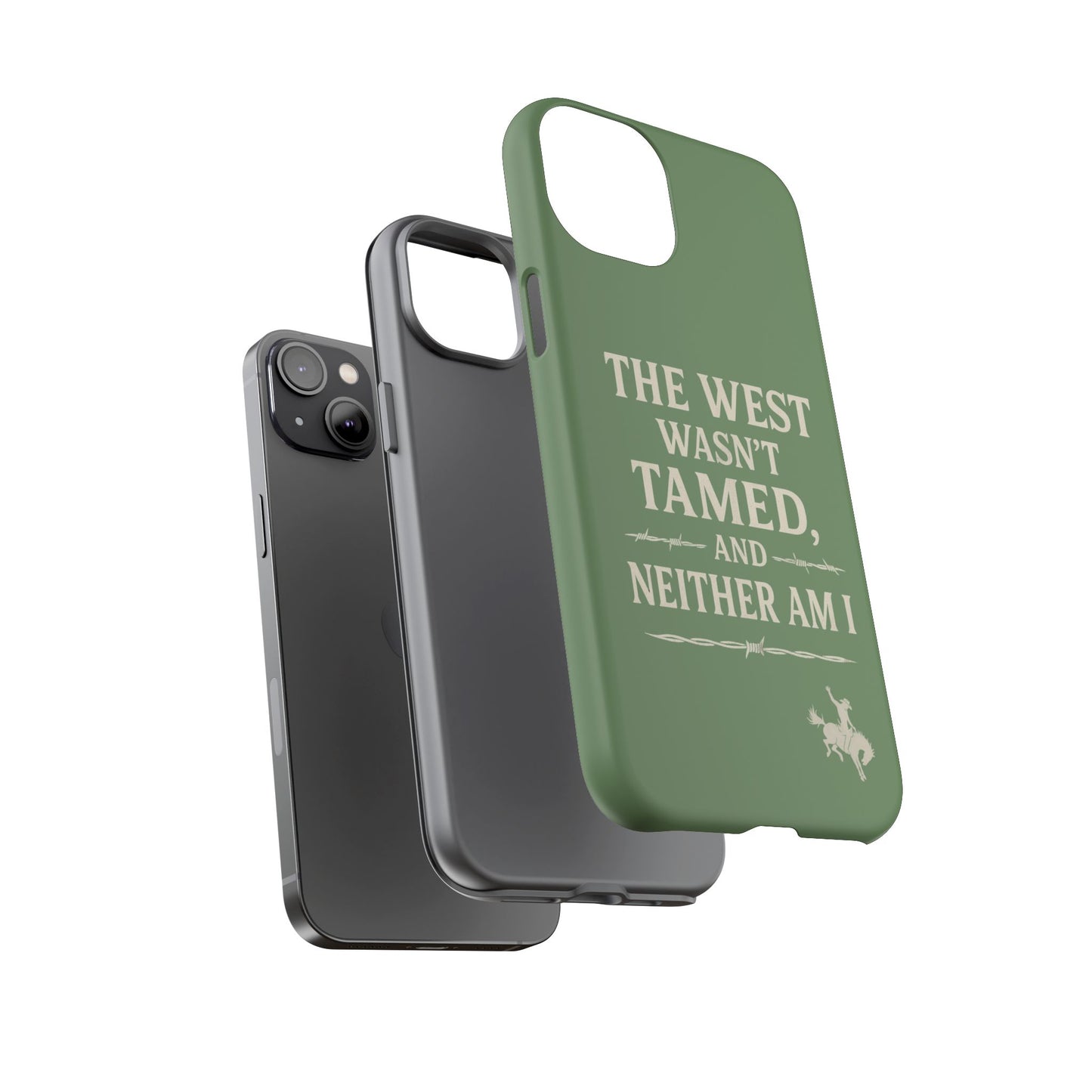 The West Wasn’t Tamed Dual Layer Phone Case – Western Cowboy Tough Protective Cover for iPhone, Samsung Galaxy & Google Pixel