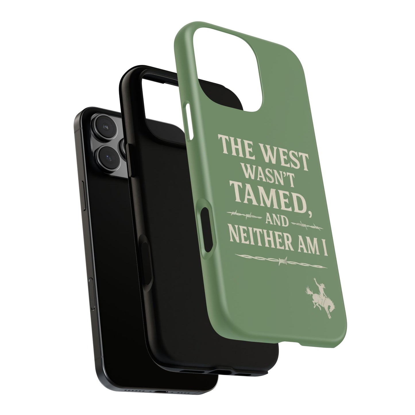 The West Wasn’t Tamed Dual Layer Phone Case – Western Cowboy Tough Protective Cover for iPhone, Samsung Galaxy & Google Pixel
