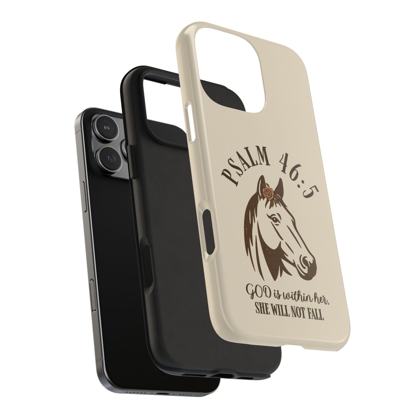 Psalm 46:5 Christian Dual-Layer Glossy Phone Case – Inspirational Bible Verse Protective Cover for iPhone & Samsung Galaxy