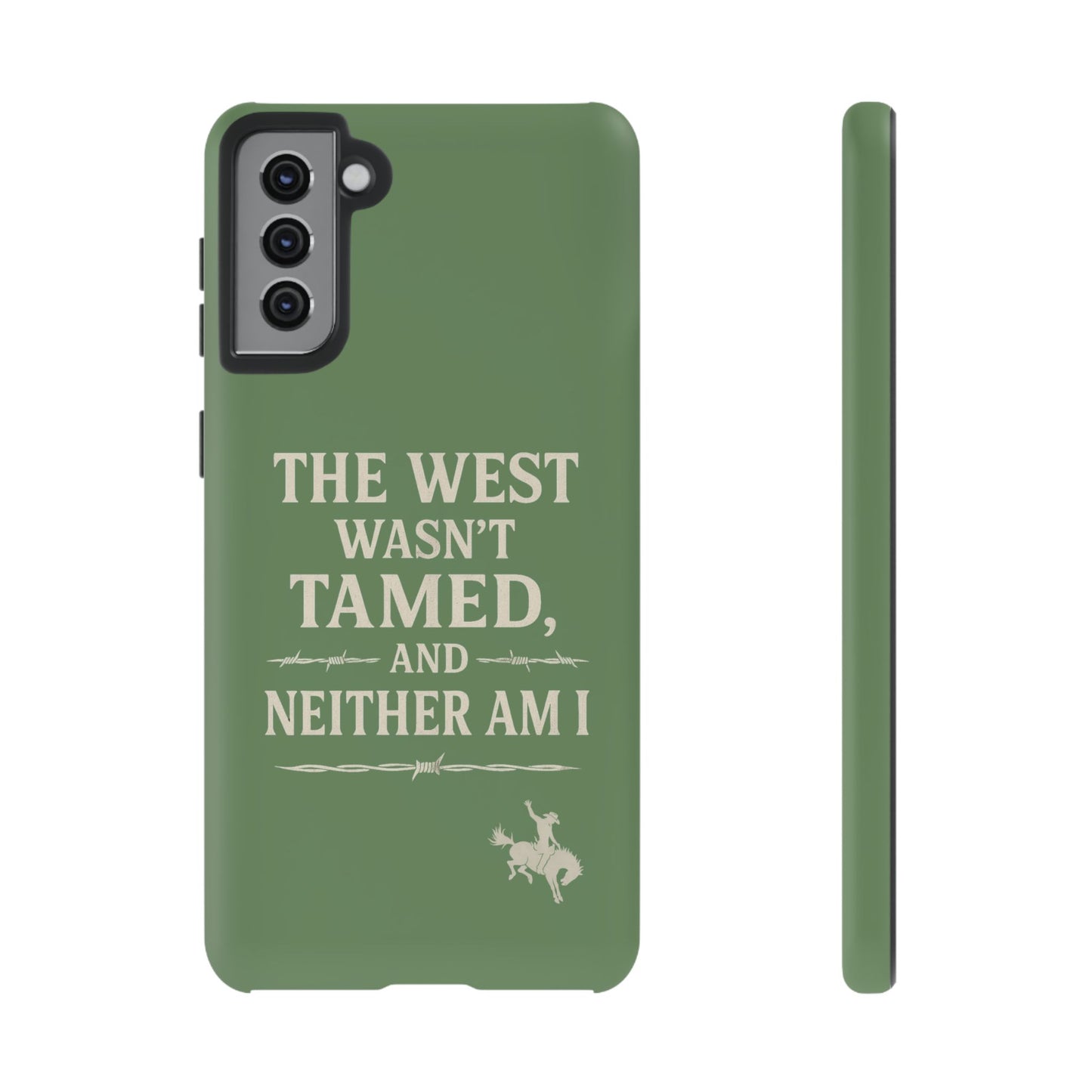 The West Wasn’t Tamed Dual Layer Phone Case – Western Cowboy Tough Protective Cover for iPhone, Samsung Galaxy & Google Pixel