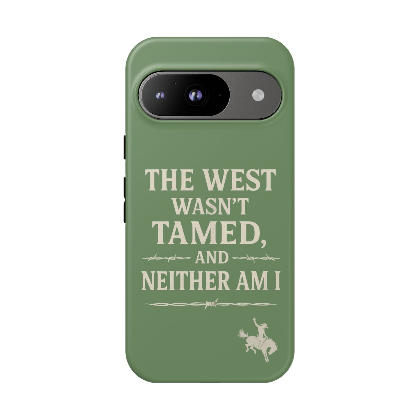 The West Wasn’t Tamed Dual Layer Phone Case – Western Cowboy Tough Protective Cover for iPhone, Samsung Galaxy & Google Pixel