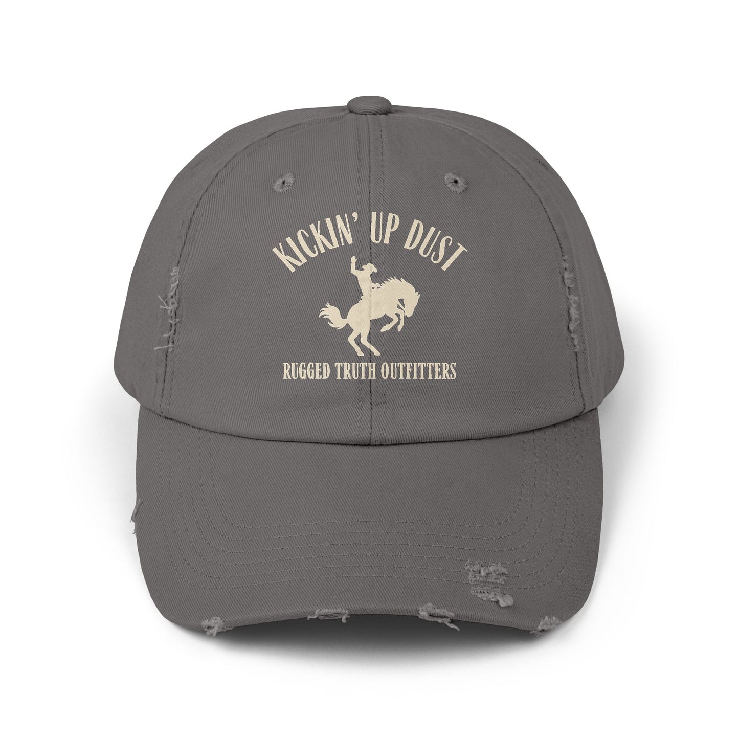 Kickin' Up Dust Bronc Rider  Distressed Cap | Unisex Outdoor Hat for Adventure Lovers, Perfect Gift for Horse Enthusiasts, Casual Style, Western