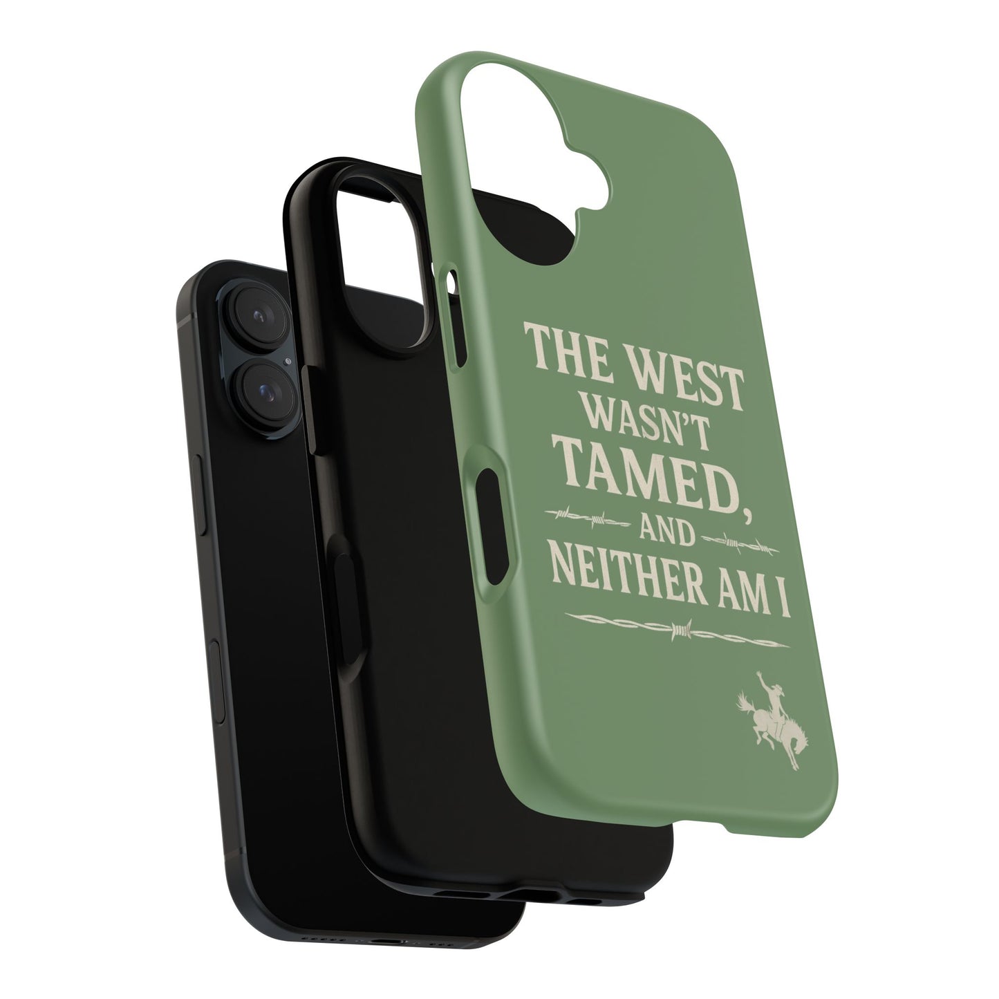 The West Wasn’t Tamed Dual Layer Phone Case – Western Cowboy Tough Protective Cover for iPhone, Samsung Galaxy & Google Pixel