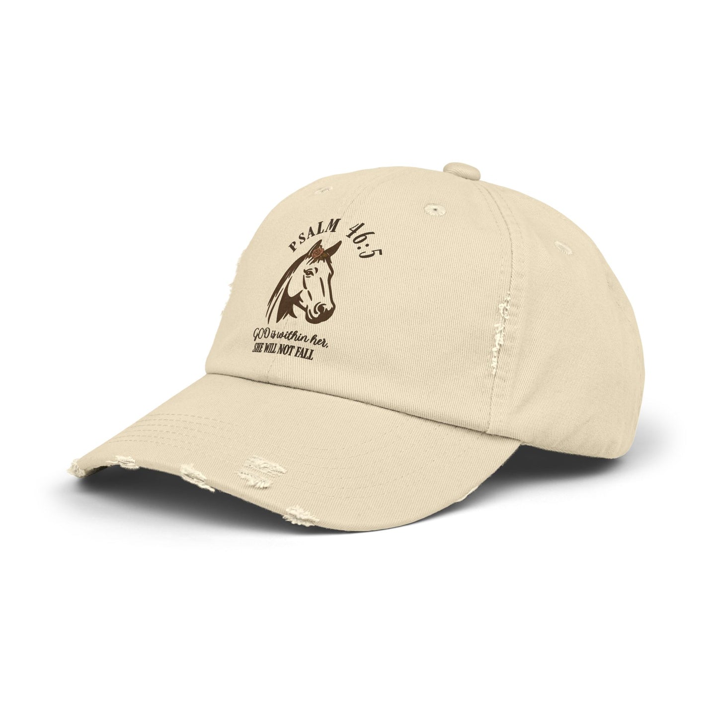 Ladies Psalm 46:5 Distressed Ball Cap – Christian Women’s Vintage Adjustable Baseball Hat with Scripture Verse – Faith-Based Religious Gift