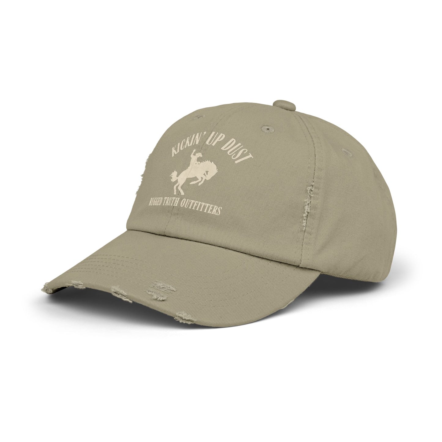 Kickin' Up Dust Bronc Rider  Distressed Cap | Unisex Outdoor Hat for Adventure Lovers, Perfect Gift for Horse Enthusiasts, Casual Style, Western
