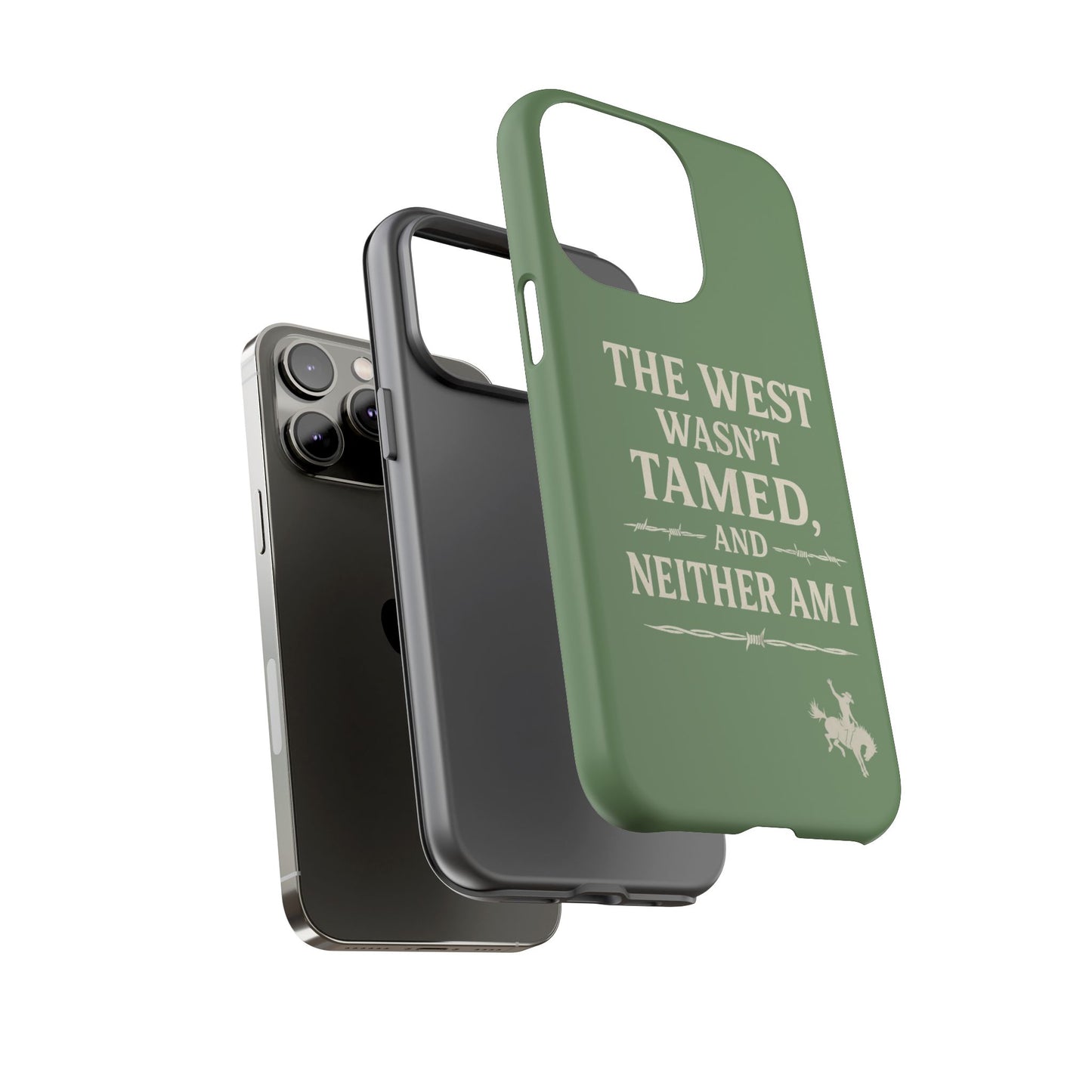 The West Wasn’t Tamed Dual Layer Phone Case – Western Cowboy Tough Protective Cover for iPhone, Samsung Galaxy & Google Pixel