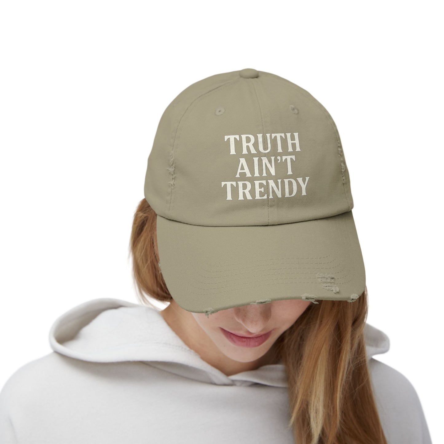 Truth Ain’t Trendy Distressed Ball Cap – Unisex Vintage Washed Adjustable Dad Hat-Gift