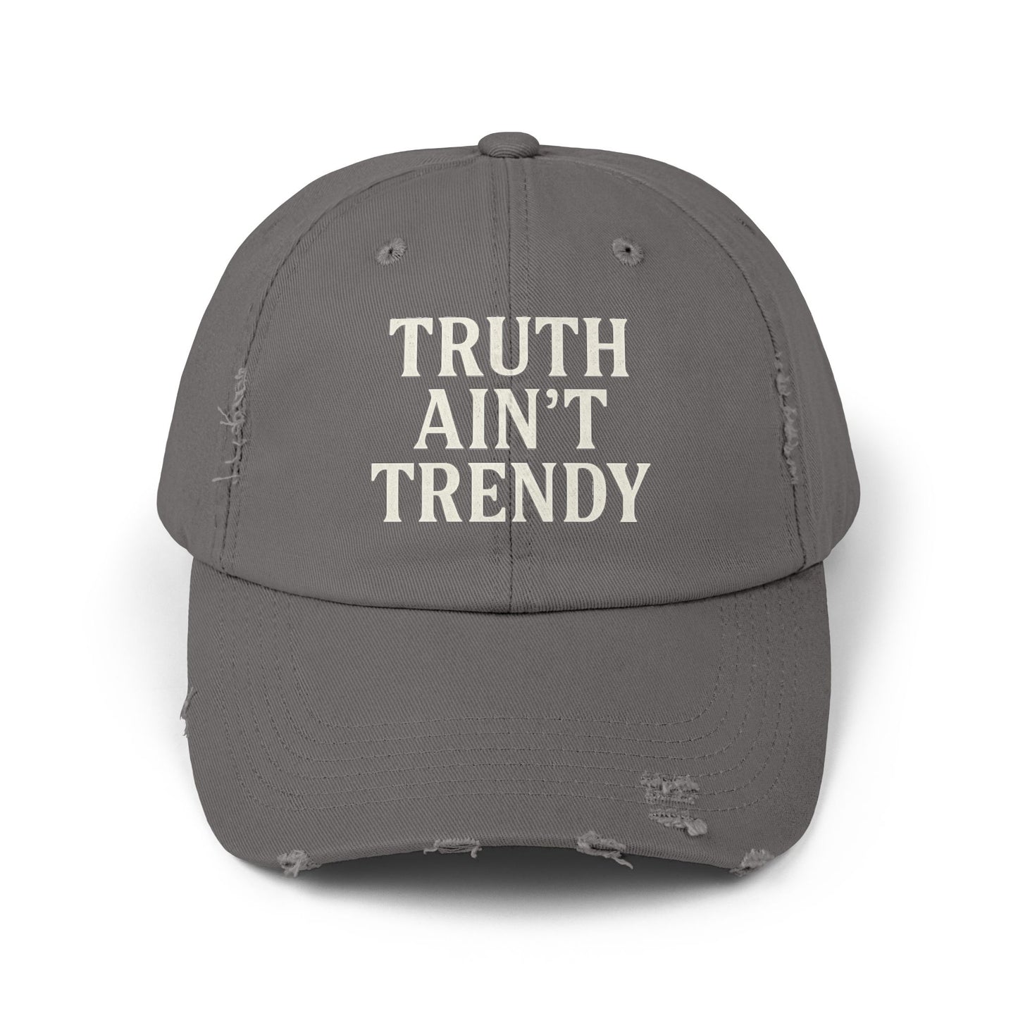 Truth Ain’t Trendy Distressed Ball Cap – Unisex Vintage Washed Adjustable Dad Hat-Gift