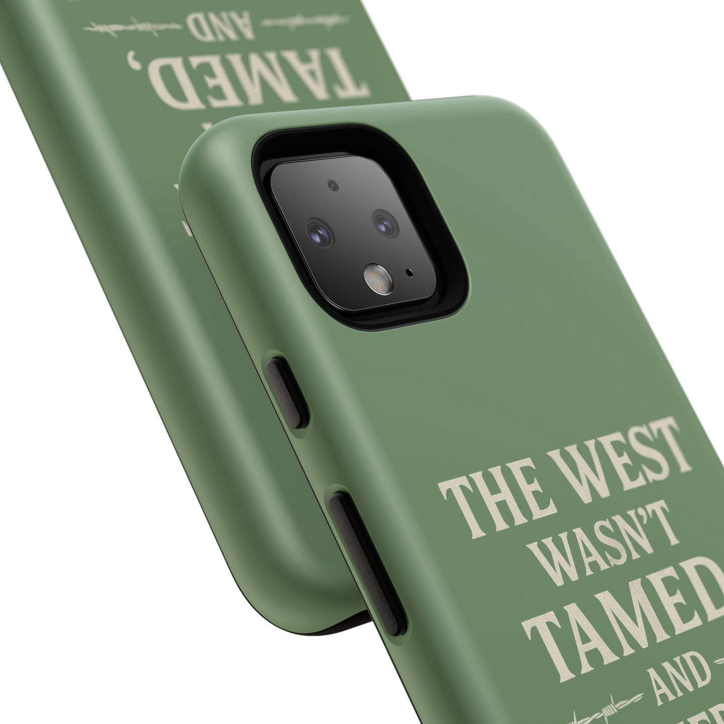 The West Wasn’t Tamed Dual Layer Phone Case – Western Cowboy Tough Protective Cover for iPhone, Samsung Galaxy & Google Pixel