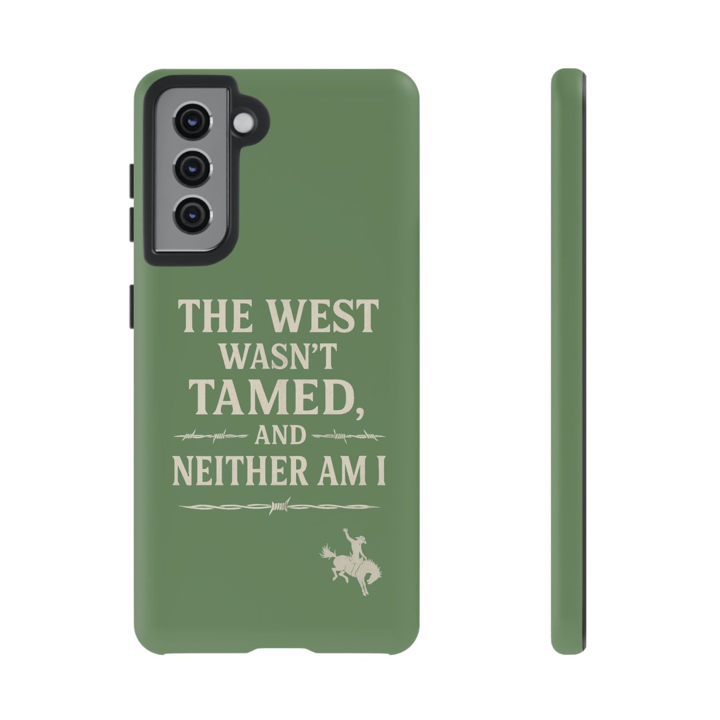 The West Wasn’t Tamed Dual Layer Phone Case – Western Cowboy Tough Protective Cover for iPhone, Samsung Galaxy & Google Pixel