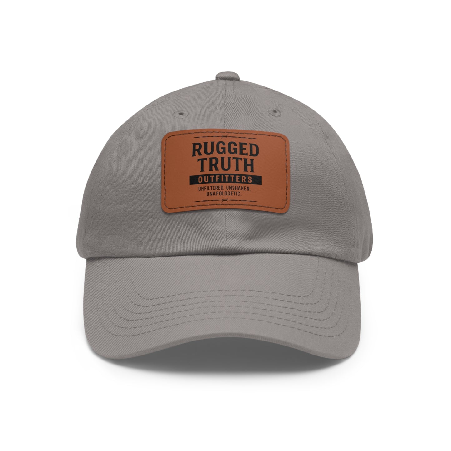 Rugged Truth Outfitters Logo Leather Patch Dad Hat – Adjustable Baseball Cap for Men & Women