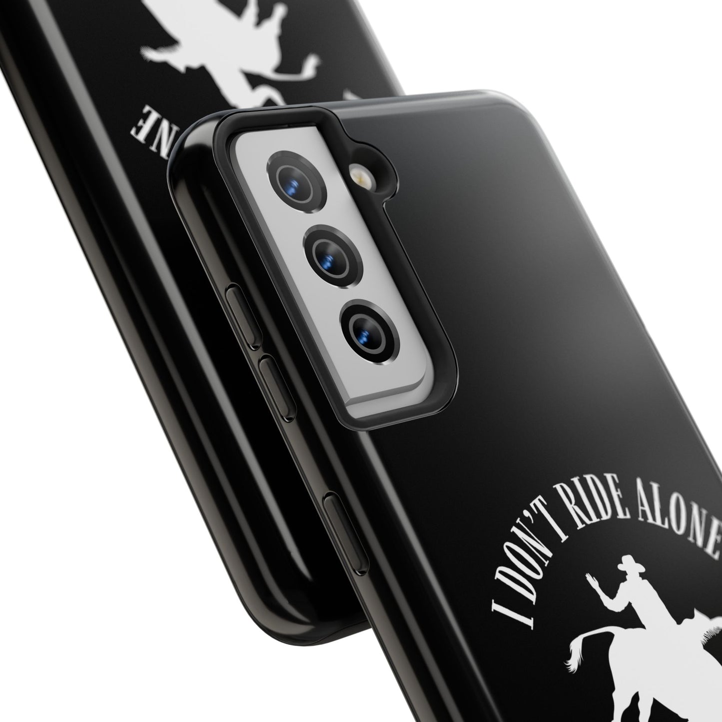 "I Don’t Ride Alone" Isaiah 41:10 Bull Rider Dual-Layer Glossy Phone Case – Christian Western Rodeo Design for iPhone & Samsung Galaxy