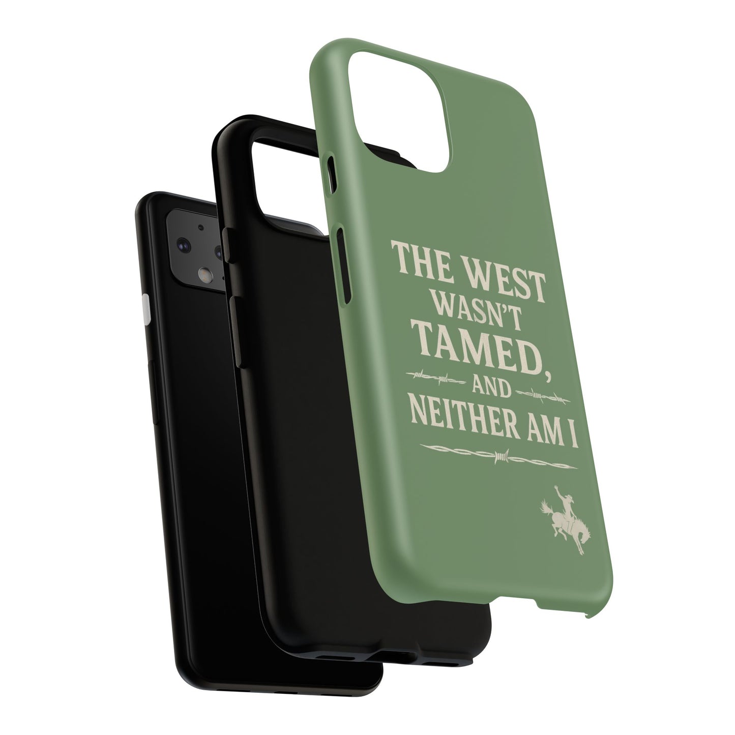 The West Wasn’t Tamed Dual Layer Phone Case – Western Cowboy Tough Protective Cover for iPhone, Samsung Galaxy & Google Pixel
