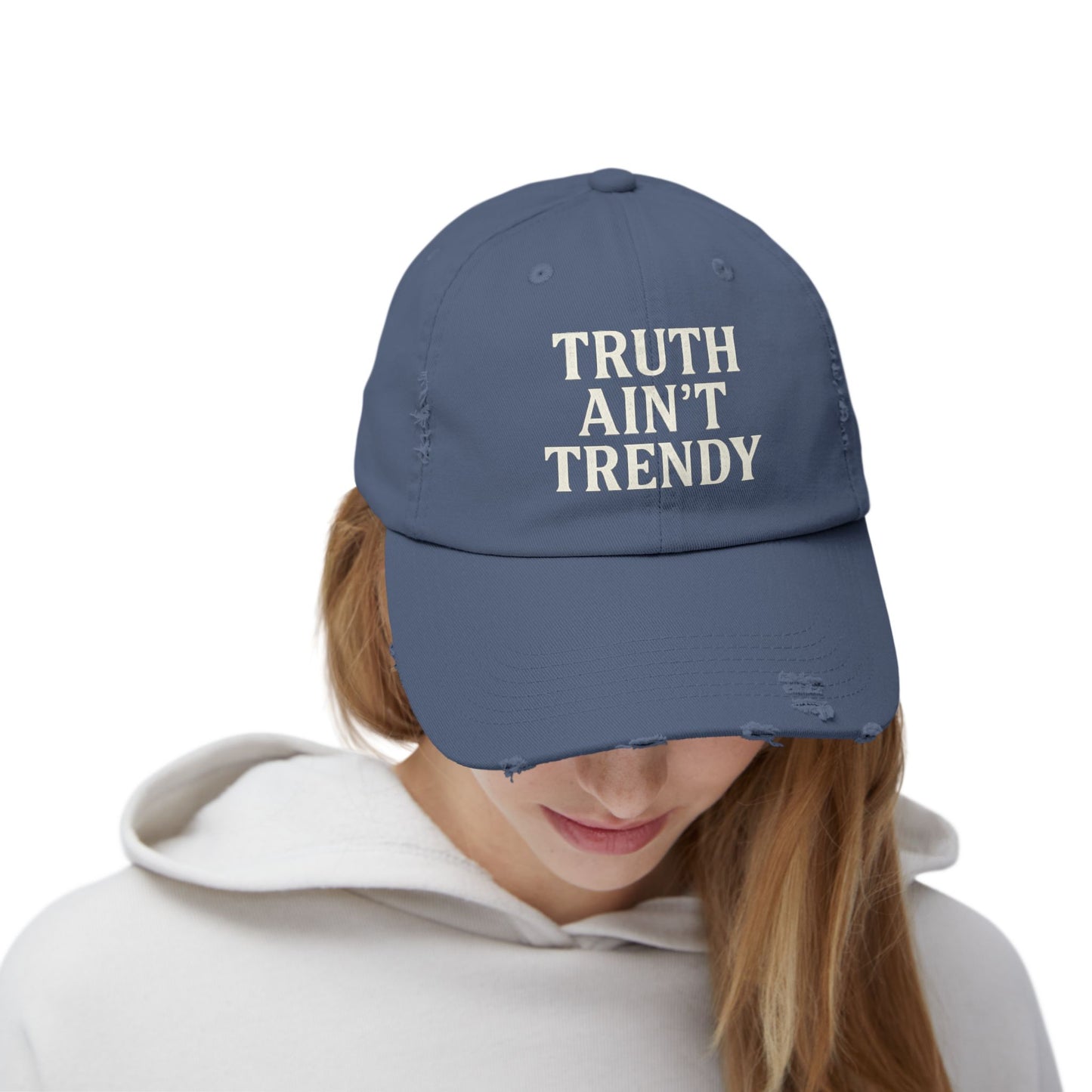 Truth Ain’t Trendy Distressed Ball Cap – Unisex Vintage Washed Adjustable Dad Hat-Gift