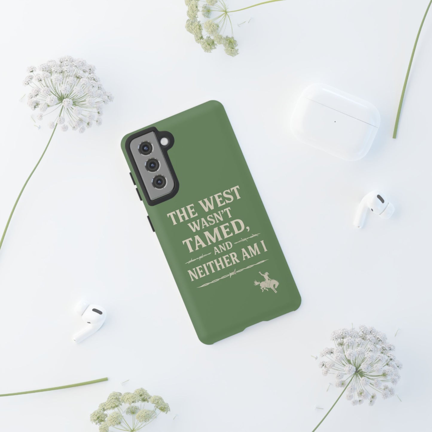 The West Wasn’t Tamed Dual Layer Phone Case – Western Cowboy Tough Protective Cover for iPhone, Samsung Galaxy & Google Pixel