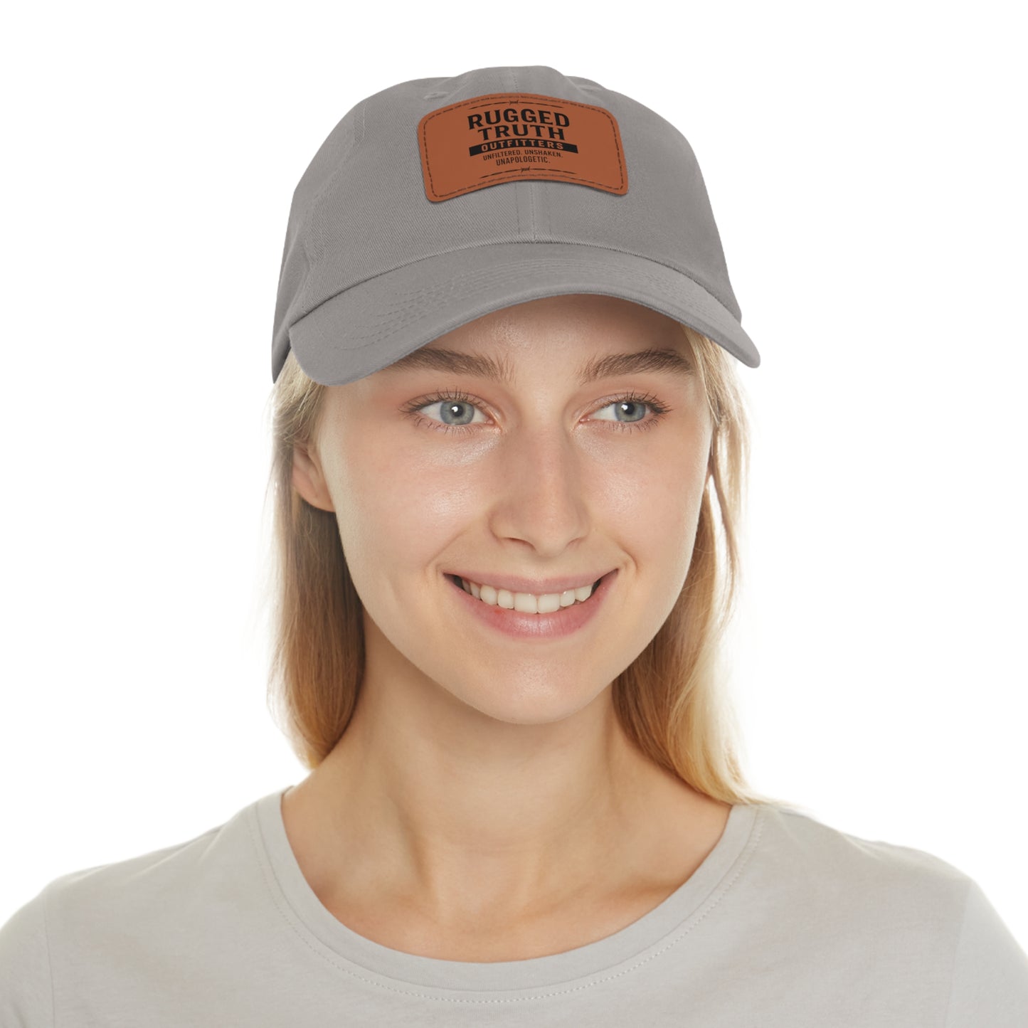 Rugged Truth Outfitters Logo Leather Patch Dad Hat – Adjustable Baseball Cap for Men & Women