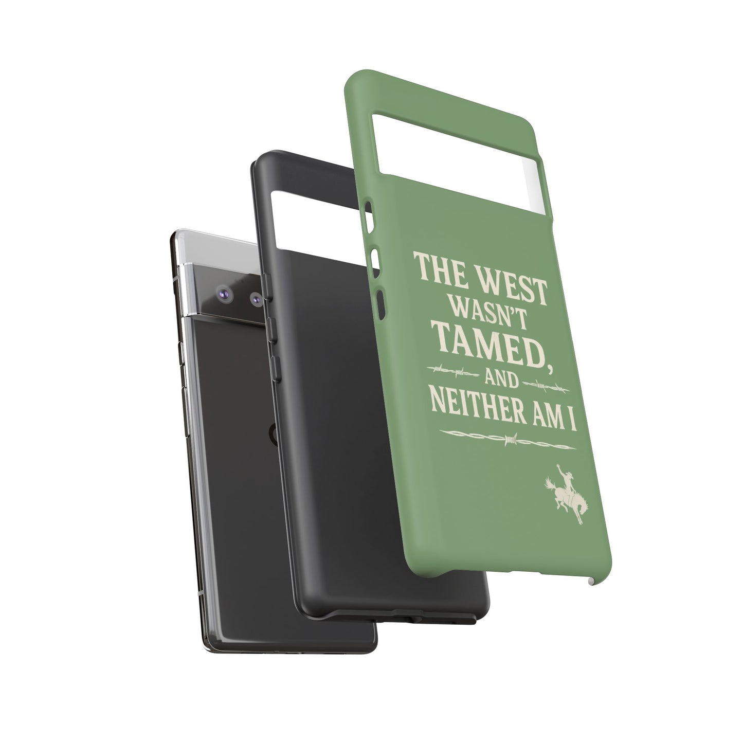 The West Wasn’t Tamed Dual Layer Phone Case – Western Cowboy Tough Protective Cover for iPhone, Samsung Galaxy & Google Pixel