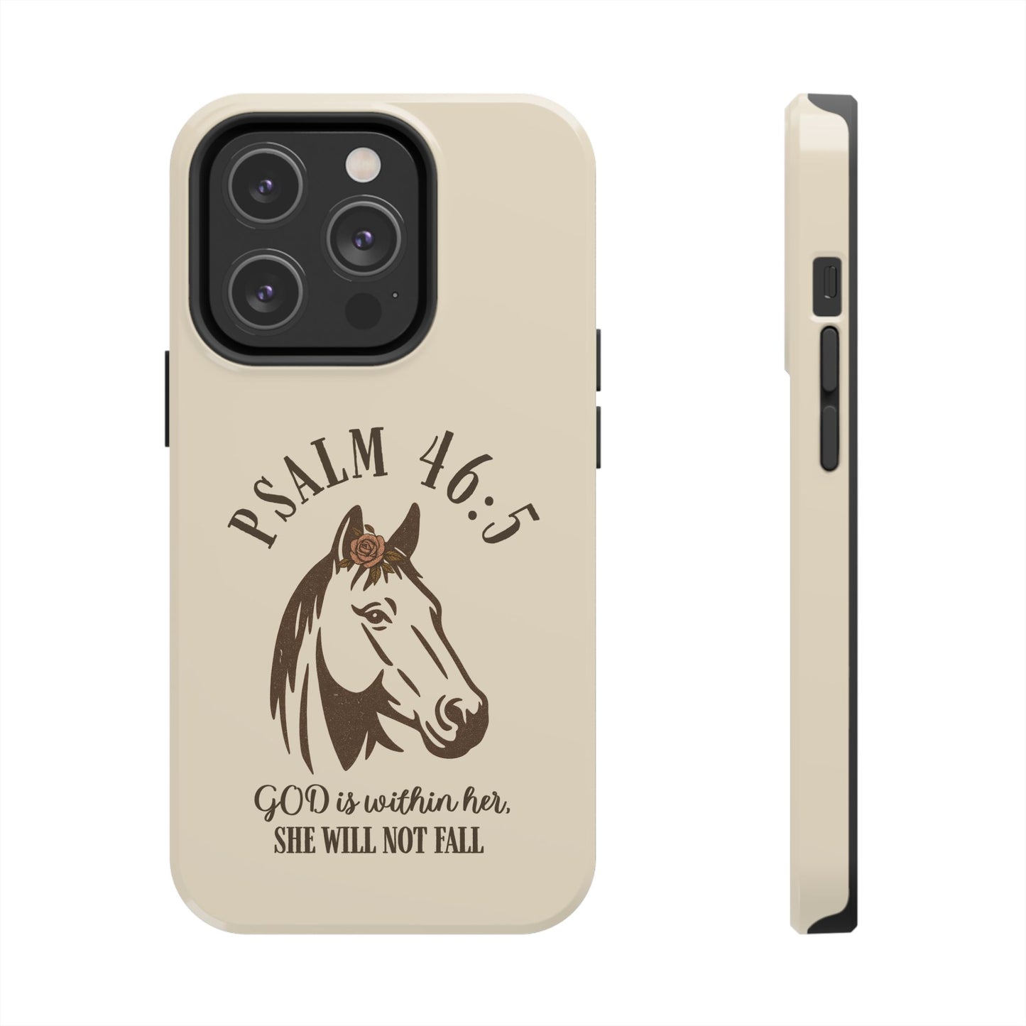 Psalm 46:5 Christian Dual-Layer Glossy Phone Case – Inspirational Bible Verse Protective Cover for iPhone & Samsung Galaxy