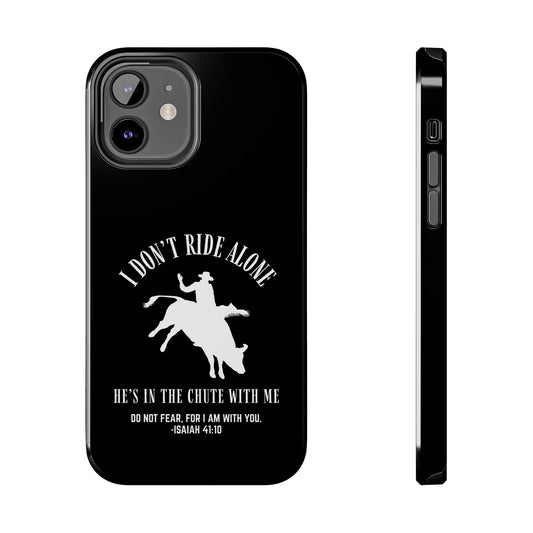 "I Don’t Ride Alone" Isaiah 41:10 Bull Rider Dual-Layer Glossy Phone Case – Christian Western Rodeo Design for iPhone & Samsung Galaxy