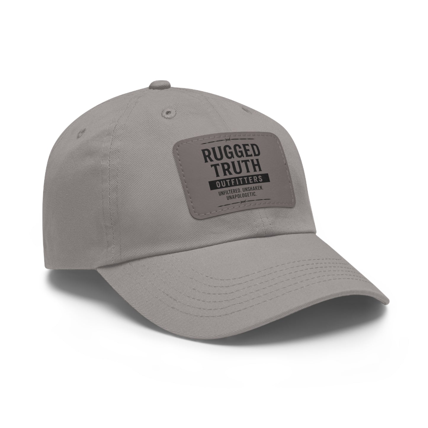 Rugged Truth Outfitters Logo Leather Patch Dad Hat – Adjustable Baseball Cap for Men & Women