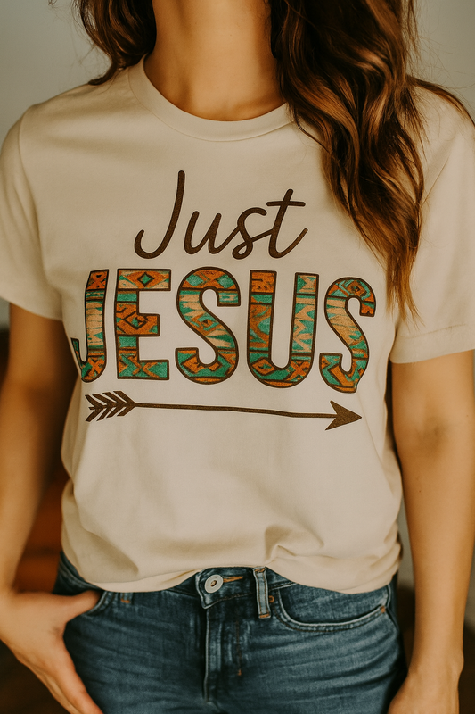 Women’s Just Jesus Arrow T-Shirt – Faith Over Fashion, Christian Apparel for Proverbs 31 Women