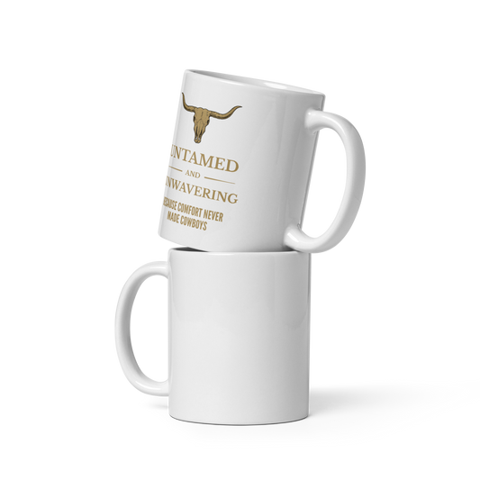 Comfort Never Made Cowboys Longhorn Steer Mug | Western Ceramic Coffee Cup
